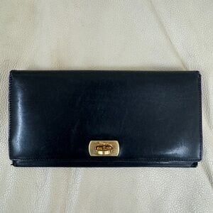 Salvatore Ferragamo Black Leather Long Wallet